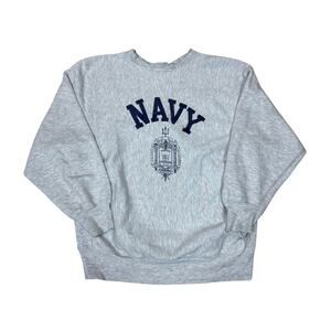 Vintage 80s US Navy Naval Academy Crest Pro Weave Sweatshirt Men's Large MVP